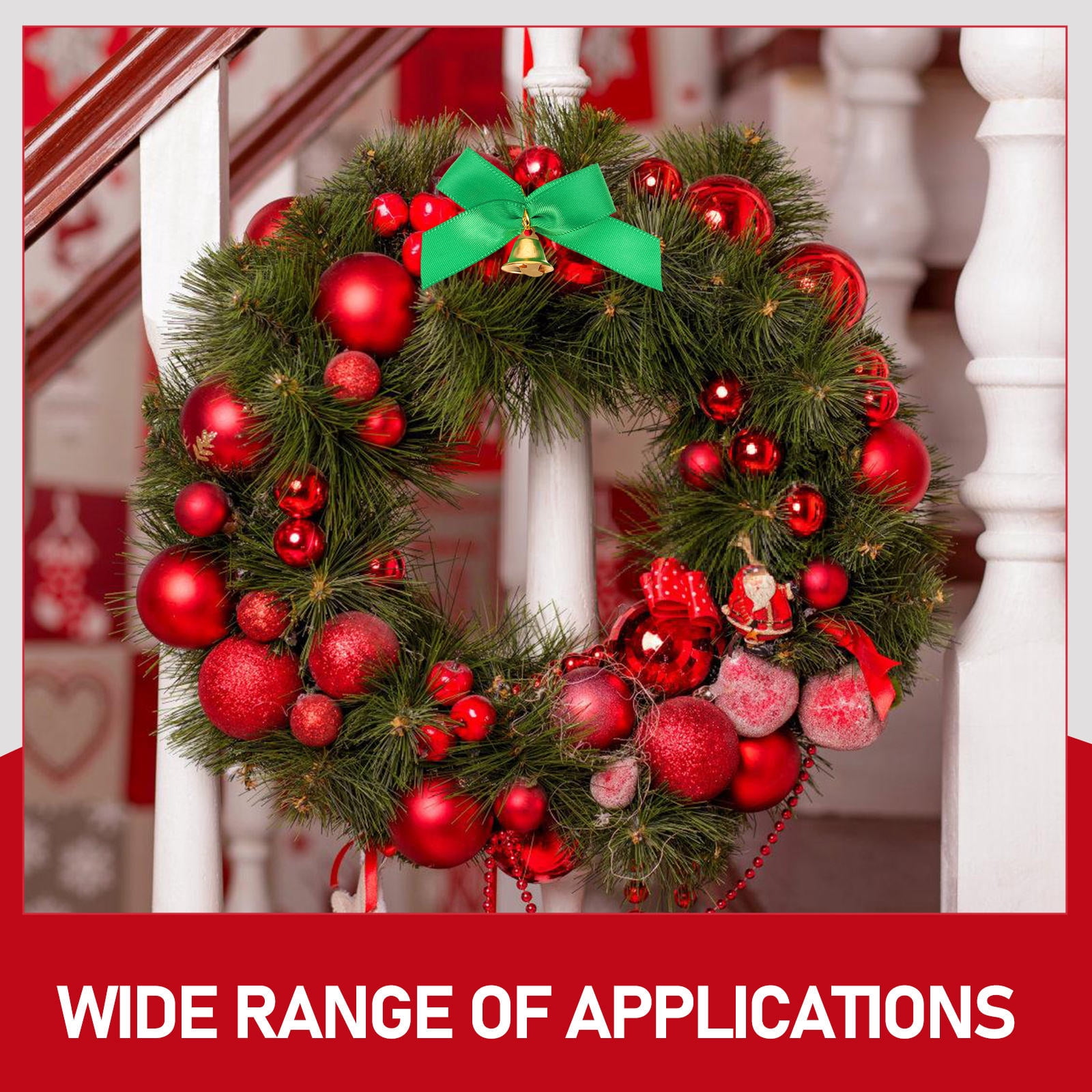 WRITWAA Assorted Color Polyester Christmas Bows with Bells for Party Decor, 20Pcs