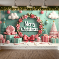 thumbnail image 4 of Colorful Design Christmas Banner Decorative Wreath Holiday Decoration Party Backdrop for Home Celebration Photo Props Winter Festive, 4 of 9