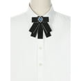 thumbnail image 4 of INSPIRE CHIC Women's Rhinestone Ribbon Bow Ties Solid Color Brooch Pre-Tied Bowknot for Casual Retro, 4 of 5