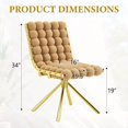 thumbnail image 4 of Silla giratoria de respaldo de bola tufted con piernas de metal de oro, silla elegante sin brazos para oficina en el hogar, dormitorio, 4 of 5