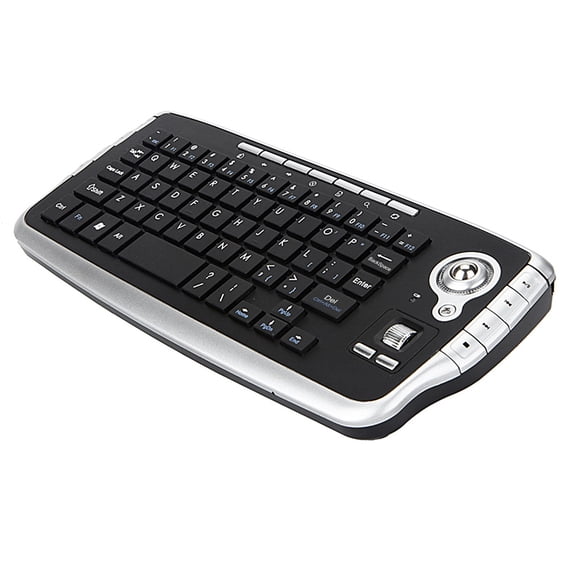 & E30 2.4GHz Wireless Keyboard With Trackball Mouse Scroll Wheel Remote Control For TV BOX PC Notebook Silver