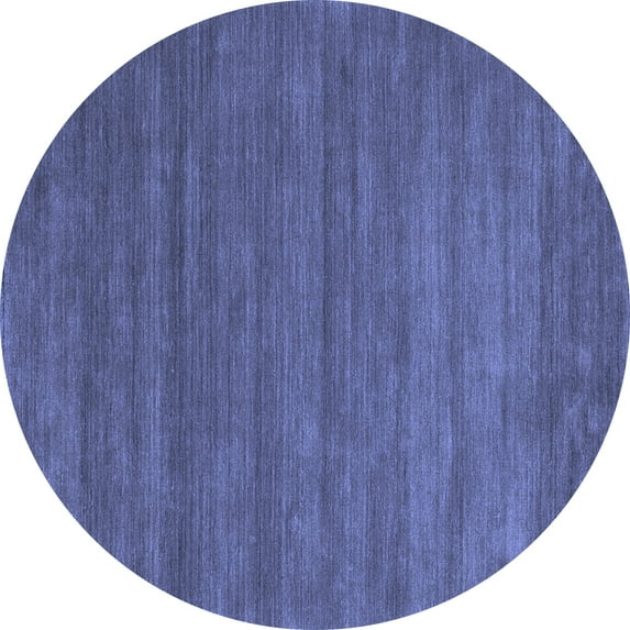 Ahgly Company Machine Washable Indoor Round Abstract Blue Contemporary Area Rugs, 8' Round
