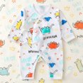 thumbnail image 2 of Enyan Baby Boy One Piece Clothes Fall Winter Outfit Long Sleeve Fun Cartoon Romper Newborn Infant Bodysuit(Size 3-6 Months), 2 of 8