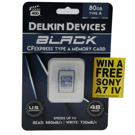 Delkin Devices 80GB BLACK CFexpress 880/400 MB/s, Type A Memory Card