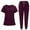 Wine #027, variant on Mohiass Scrub Sets for Woman Drawstring V Neckline Medical Nursing Uniform Soft Stretch Scrubs Top and Jogger Pants with Pockets Black S