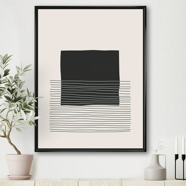Designart - Minimal Geometric Lines And Squares VIII - Modern Framed Canvas Wall Art Print