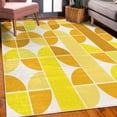 thumbnail image 3 of Retro Decorative Rug, Pop Art Funky Unusual Geometric Forms Mosaic Style Old Fashioned Graphic, Quality Carpet for Bedroom Dorm and Living Room, 6 Sizes, Yellow Mustard, by Ambesonne, 3 of 4