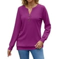thumbnail image 3 of Fantaslook V Neck Sweatshirts for Women Casual Long Sleeve Shirts Button Pullover Tops Fashion Fall Outfits, 3 of 7