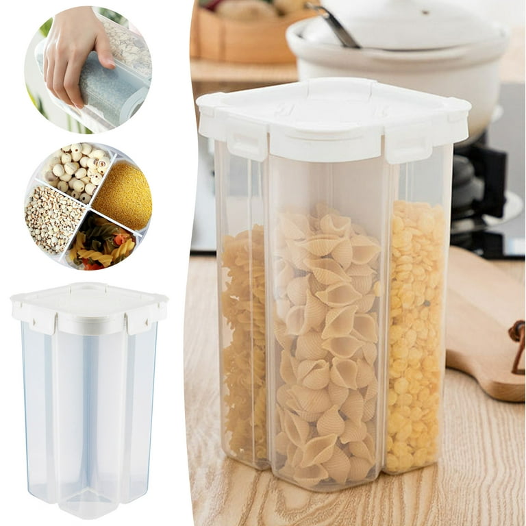 Tiitstoy Airtight Cereal Storage Container, Clear 2.3L Airtight Kitchen  Food Storage Container with Lids and Compartments for Grain, Sugar, Flour