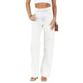 thumbnail image 2 of Bwdbhd Tummy Control Jeans for Women Jeans High Waisted Wide Leg Baggy Jean for Women Stretch Denim Pants White,S, 2 of 5