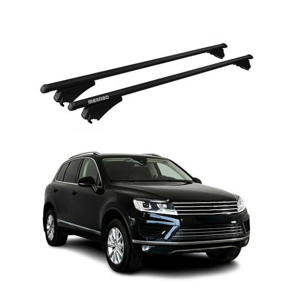 OMAC Top Roof Racks Cross Bars for VW Touareg 2015-2018 Black Aluminium 2 Pcs Anti-Theft for Travel Kayak Canoe Surf Ski Snowboard Camping