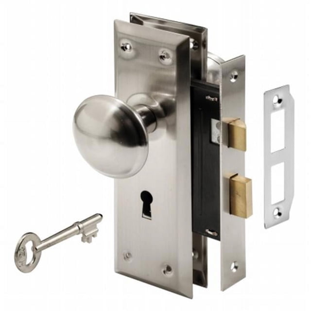 Prime Line E2330 Satin Nickel Keyed Mortise Lock Set- 2.25 x 7 x 2.25 in.