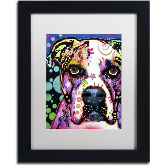 Trademark Fine Art " Bulldog II" Canvas Art by Dean Russo, White Matte, Black Frame