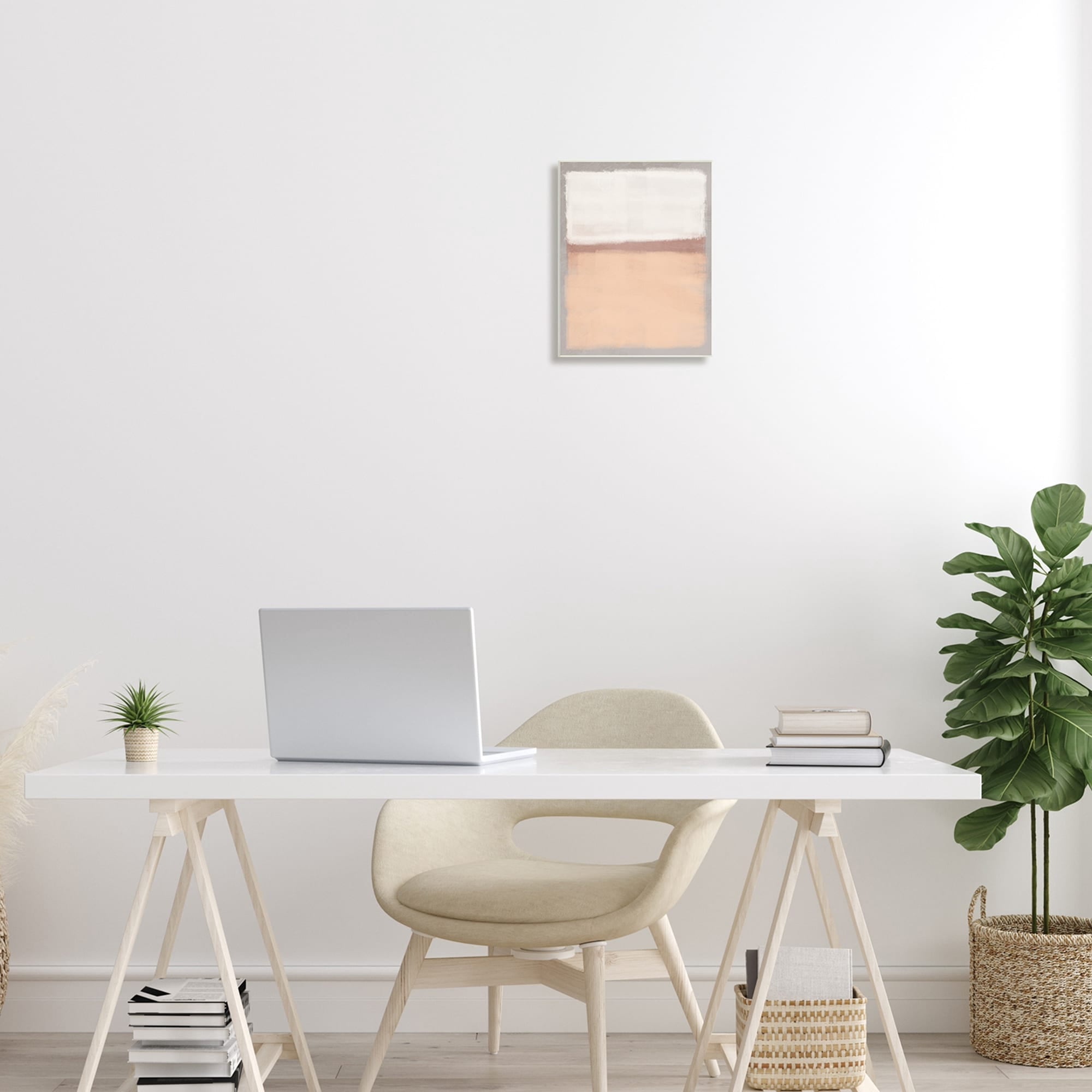 Stupell Industries Simple Opaque Painting Warm Orange White Abstract Wood Wall Art, 10 x 15, Design by Marcus Prime