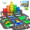 thumbnail image 1 of Juego de azulejos magnéticos IGIVI para carretera, 104 unidades, con coche para niños de más de 3 años, 1 of 6