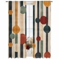 thumbnail image 2 of Abstract Boho Semi Sheer Window Curtains 84 Inches Long, Vintage Multicolored Geometric Stripes Rod Pocket Voile Silky Chiffon Curtain Light Filtering Drapes for Living Room, 52"x84", 2 Panels, 2 of 9