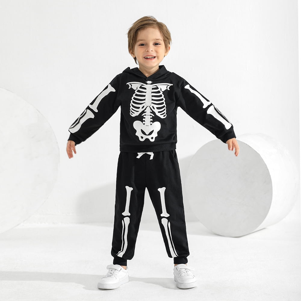 Toddler Baby Fall Hoodie Clothes Little Boys Girls Sweatshirt Top and Pants Sweatsuit Halloween Glow Outfits Set 2-6T