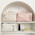 thumbnail image 2 of Juoxeepy Cotton Makeup Bag Large Travel Cosmetic Bag Quilted Cosmetic Pouch Coquette Aesthetic Floral Toiletry Bag, 2 of 7