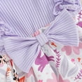 thumbnail image 6 of mgoYE Baby Girl Easter Outfit Ruffles Sleeve Floral Bunny Carrot Printed Romper Dress with Headband Summer Clothes(Light Purple,0-3 Months), 6 of 6