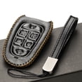 thumbnail image 3 of Vitodeco Leather Smart Key Fob Case Cover Protector Compatible with Tucson, Santa FE, Sonata, Nexo (2019 - 2024 Models) - 6-Button, Black, 3 of 5