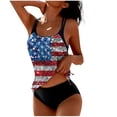 thumbnail image 2 of Aboser USA Flag Tankini Bathing Suits for Women Two Piece High Waisted Swimwear Independence Day Holiday Bathing Suit High Waisted Tummy Control Swimsuits Blue S, 2 of 5