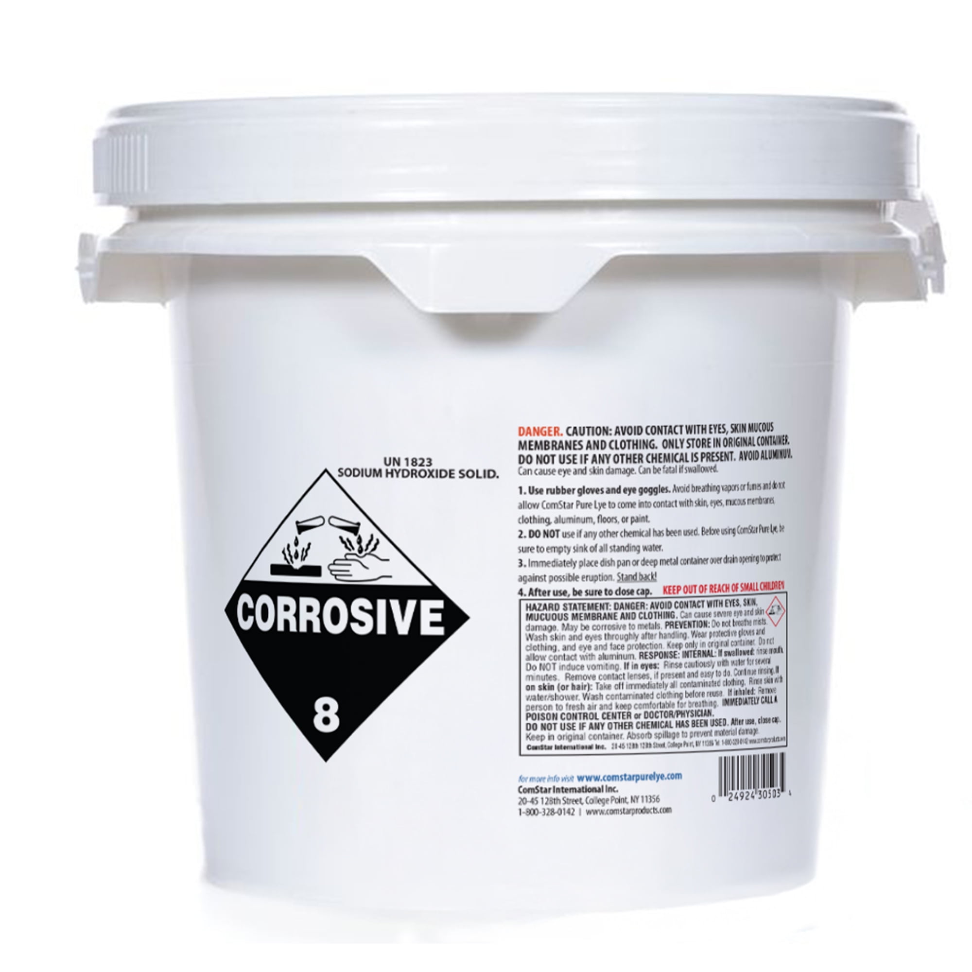 ComStar Pure Lye 20 Pound - Unique Sodium Hydroxide Beads | Drain Opener & Soap Making | Biodegradable, Eco-Friendly (30-503)