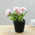 thumbnail image 5 of Whataatahia Bola de flores falsas crisantemo pequeño bonsái decoración de escritorio planta verde artificial maceta de plástico en maceta, 5 of 5