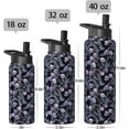 thumbnail image 5 of 40oz Stainless Steel Water Bottle with Flip Straw & Spout Lid - Gothic Floral & Skull Design for Travel Sport Gym | Holiday Gifts for Women & Girls | Halloween, 5 of 6