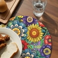 thumbnail image 3 of Boho Colorful Floral Round 15 Inch Placemats Set of 8, Spring Flower Botanical Sunflowers Plant HeatResistant Non Slip Place Mats for Dining Table, Wipeable Kitchen Table Mats for Housewarming, 3 of 9
