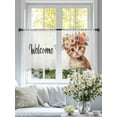 thumbnail image 4 of Cute Cat Sheer Curtains 54 Inch Long 2 Panels, Garland Welcome Light Filtering Rod Pocket Semi Sheer Curtains, Sheer Voile Drapes for Living Room Bedroom, 52"x54", 4 of 5