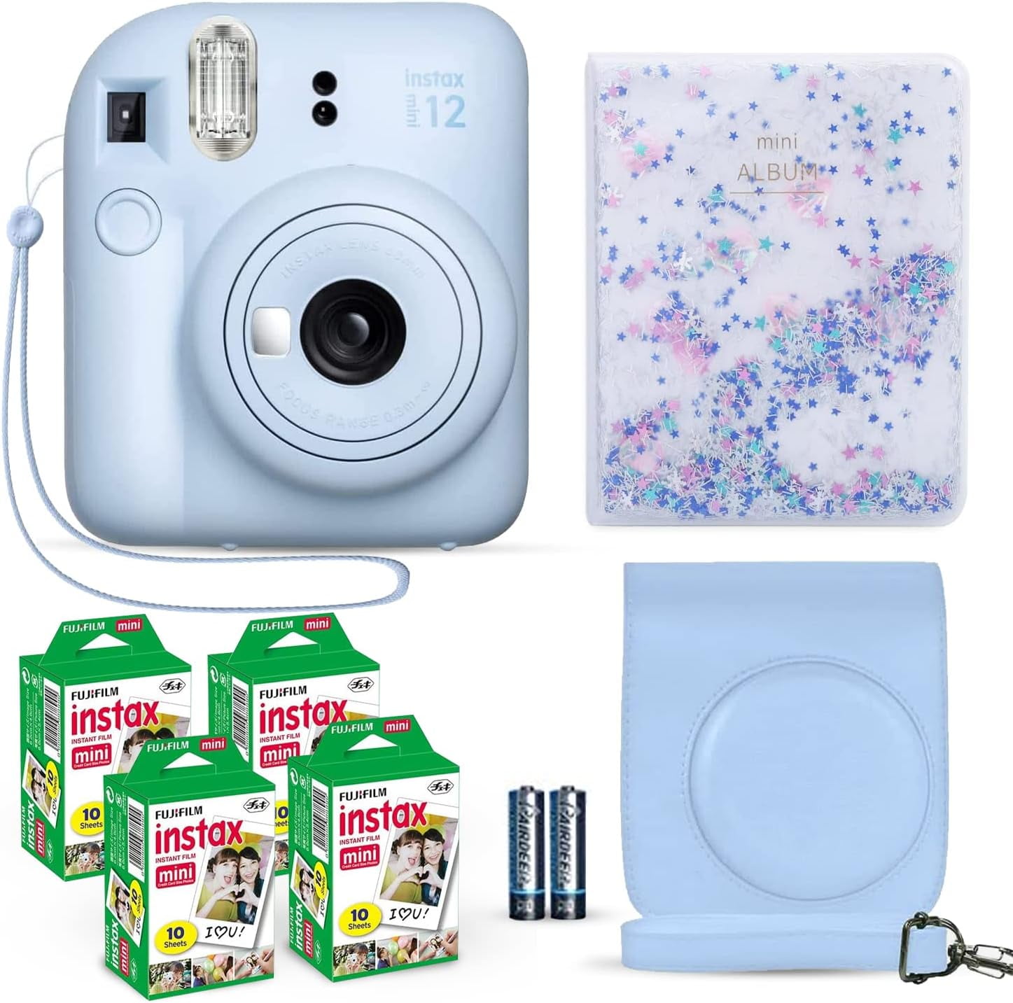 Fujifilm Instax Mini 12 Instant Camera Bundle, Pastel Blue