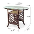 thumbnail image 6 of SK New Interiors Dining Furniture Borneo Set of 2 Natural Rattan Chairs w/Cream Cushion and Oval Table w/Glass, Dark Brown, 6 of 11