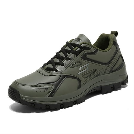 HAOSHIDUO Men s Leather Upper Hiking Shoes Waterproof Non Slip Durable Outdoor Athletic Shoes Trekking Trails Sneakers
