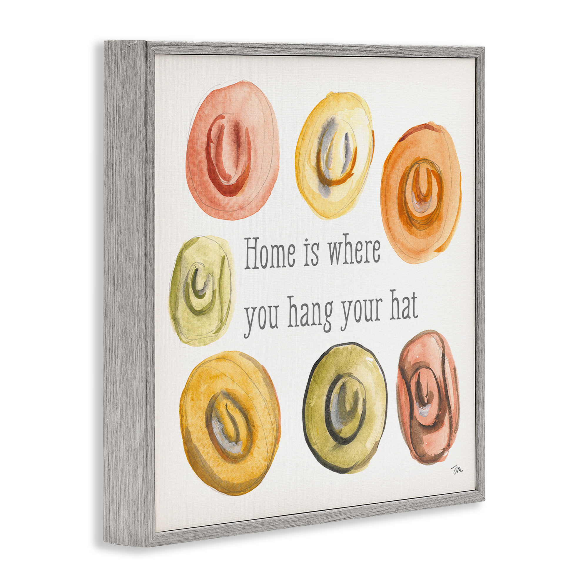 Stupell Industries Hang Your Hat Phrase Typography Painting Gray Framed Art Print Wall Art, 17 x 17