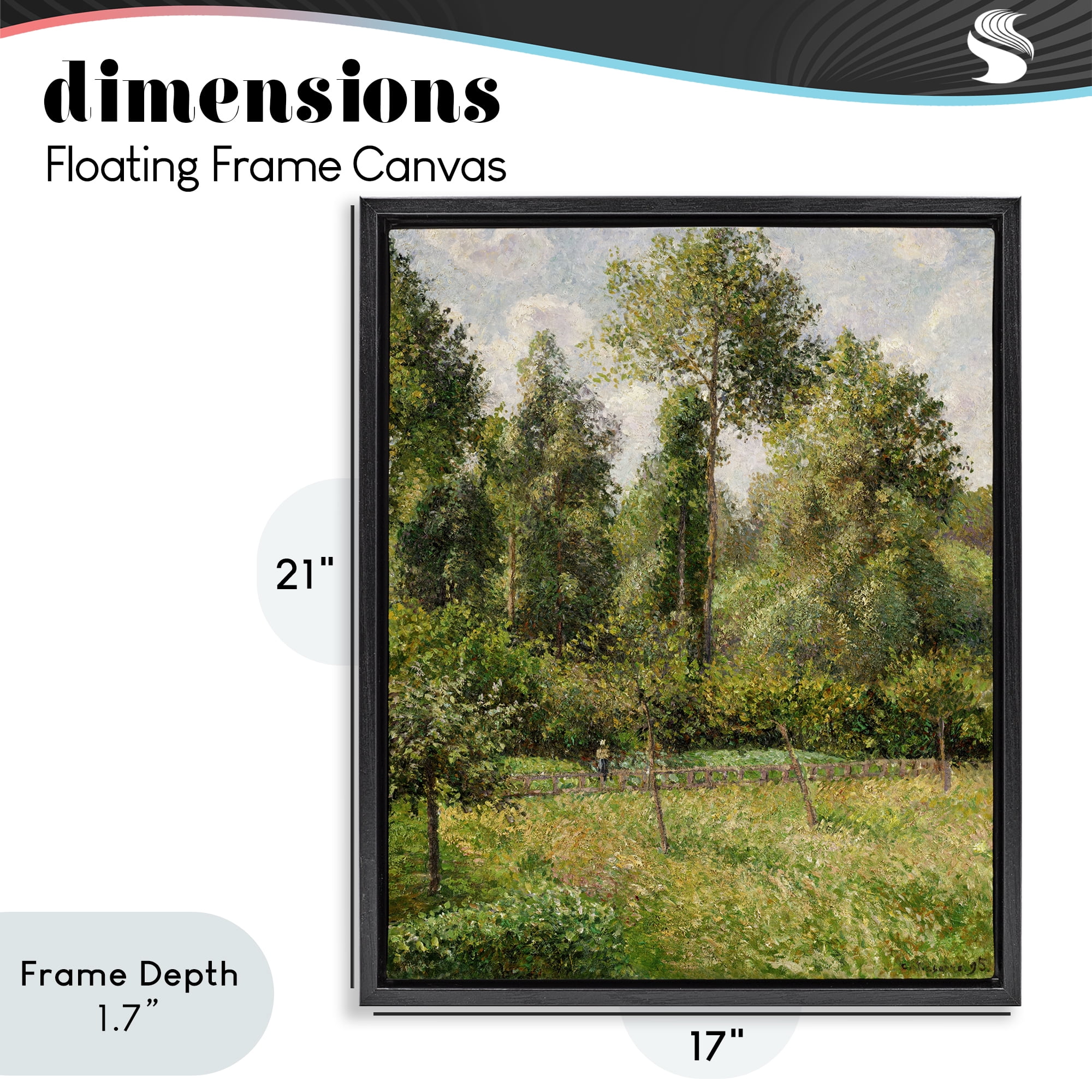 Stupell Industries Poplars Classic Landscape Black Framed Floater Canvas Wall Art, design by Camille Pissarro