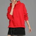 thumbnail image 2 of Women's Fashion Hoodie Loose Casual Long Sleeve Sweatshirt with Waist Slit Solid Color Comfortable Spring Autumn Coat, 2 of 2