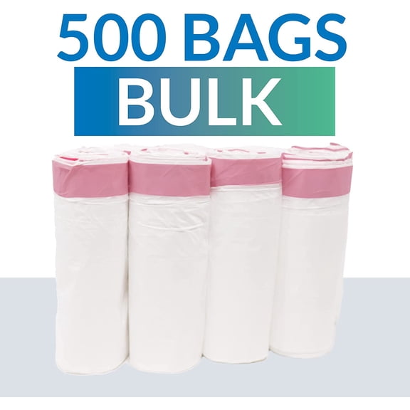 MY Tall Kitchen Drawstring Trash Bags 13 Gallon | 500 Count Bulk | Kitchen Garbage Bags | White | 13 Gallon - 16 Gal Capacity