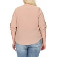 thumbnail image 3 of Women's Plus Size Casual Round Neck Top with Button Tab Sleeve, 3 of 6