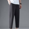 thumbnail image 2 of SWSMCLT Men's Stretch Pants Summer Ankle Long Sweatpants Pants Slim Fit Thin Comfy Pleated Track Jogging 67Dark Grey 38, 2 of 4