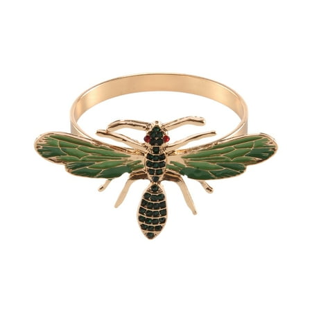 

10Pcs the Bee Napkin Buckle Napkin Ring Alloy Green Insect Drip Diamond Buckle Paper Towels