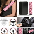 thumbnail image 4 of Jeiento Pink Strawberry 17 Pcs Car Accessories Set Car Seat Covers Full Set Steering Wheel Cover Seat Belt Pads Armrest Wrap Foot Mats Coaster Key Rings Lipstick Holder for SUVs Sedans, 4 of 8