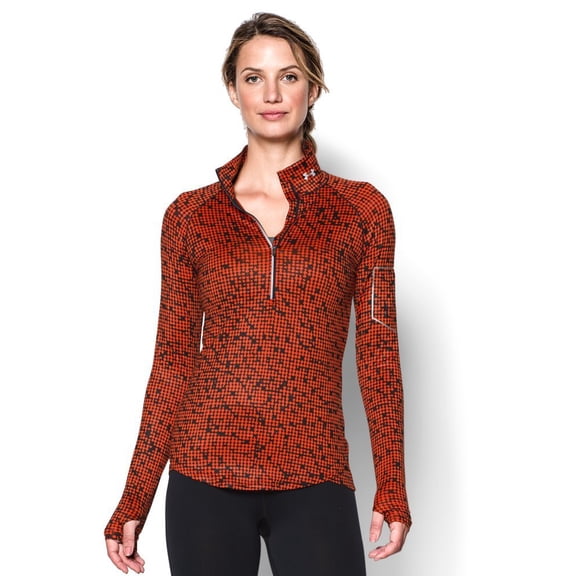 Under Armour Women's UA Fly Fast Printed 1/2 Zip, Dark Orange/Black/Reflective, XL (US 16)