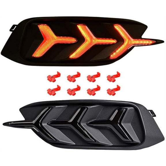 Smoked Lens Y-Style LED Bumper Reflector Lamps Tail Brake Sequential Turn Signal Lights Fit 2016-2021 Honda Civic LX EX Touring Sedan