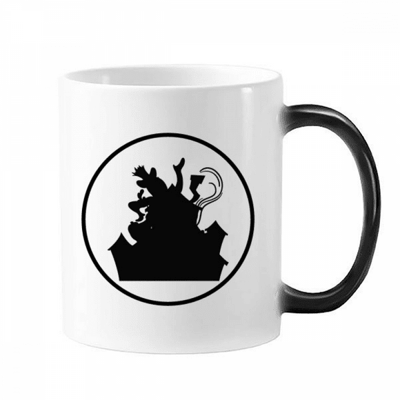 Clown Castle Amusement Park Black Outline Changing Color Mug Morphing Heat Sensitive Cup With Handles 350 ml