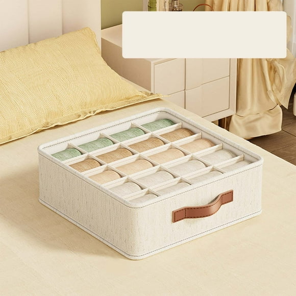 Qaailabf Foldable Fabric Underwear Storage Box with Multiple Compartments - Collapsible Drawer Organizer for Socks, Underwear, Small Items - Space Saving Dorm Room Storage Solution - Stylish Home