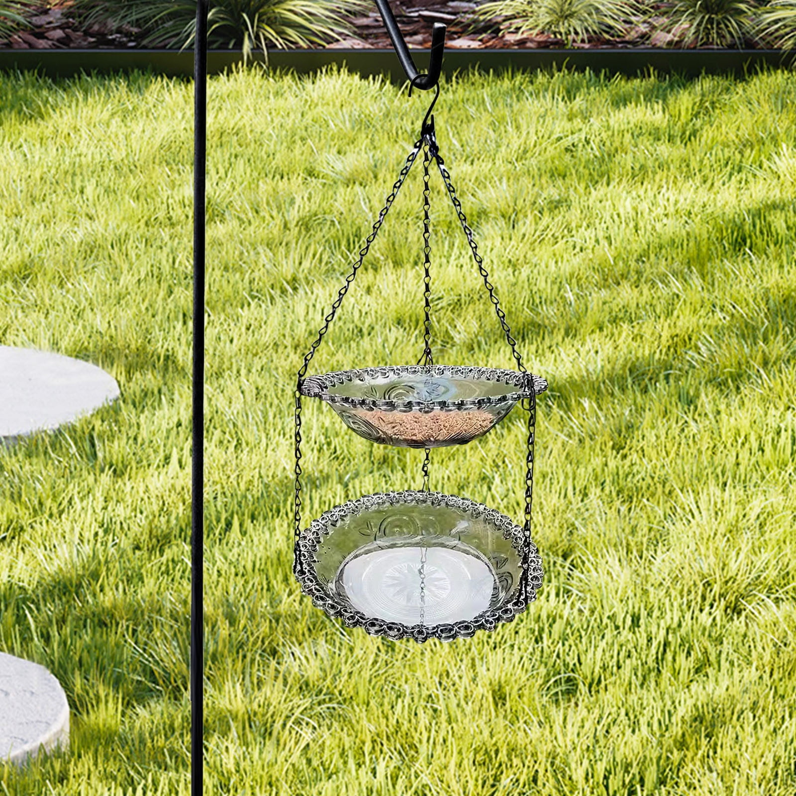 Hanging Bird Feeder Outdoor Hanging Feeder for Balcony, High Strength Plastic Reusable for Birds Bathing and Feeding