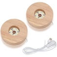 thumbnail image 1 of vskikris 2-Pack Wooden LED Display Base - Lighted Stand for Crystal Art (3.9in Diameter) - Home/Office/Gift Decor, 1 of 5