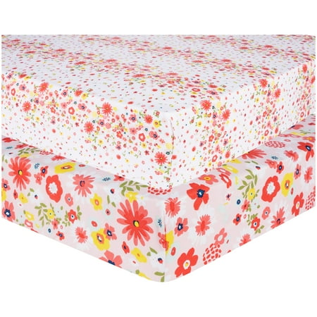 UPC: 0846216066030 | Sammy & Lou Floral Microfiber Fitted Sheets Crib Bed 2 Pack Infant Multi-Color
