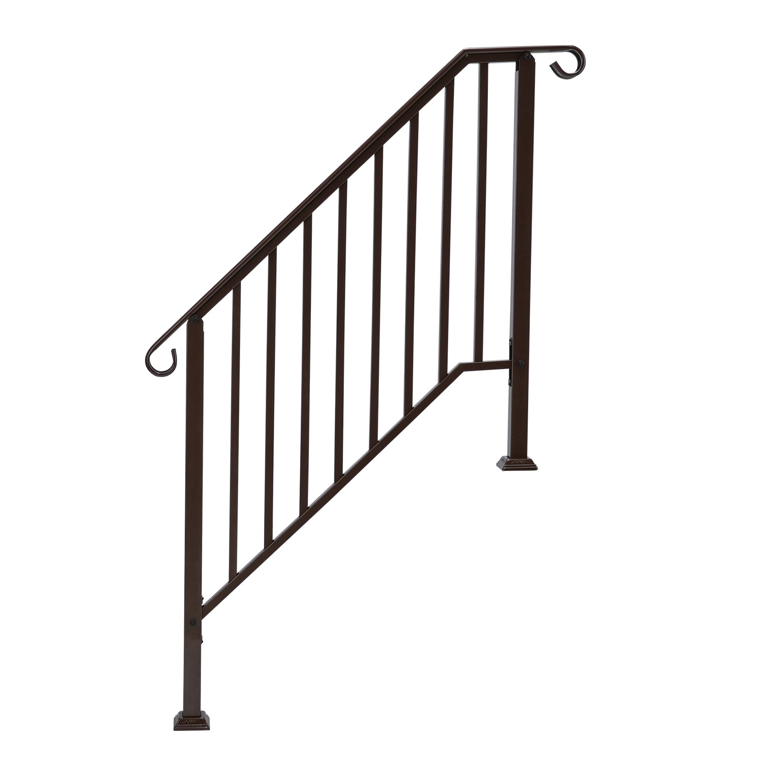 Copper Powder Coated Galvanized Iron Stair Handrail Curved Step Railing Fit 3-4 Steps Outdoor Garden Safety Picket Rail With Full Installation Hardware