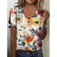 thumbnail image 2 of Tops HOTYD para mujer, estampado floral bohemio, cuello en V, verano 2024, 2 of 2